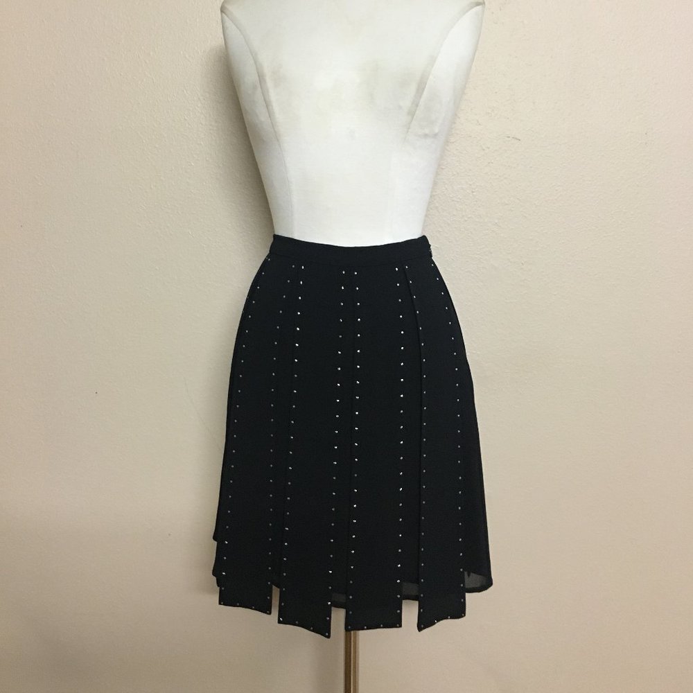 Michael Kors Black metal Studded Pleated Mini Skirt